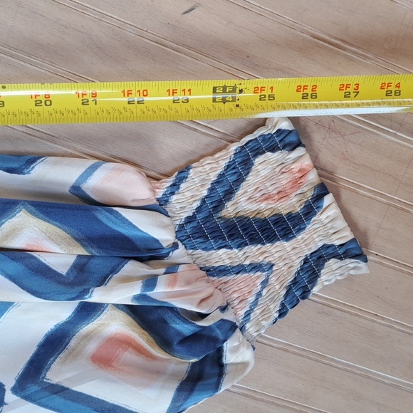 First Love By Lovelyn Abstract Geometric Print Blouse Long Puff Sleeve Satin - Picture 8 of 12